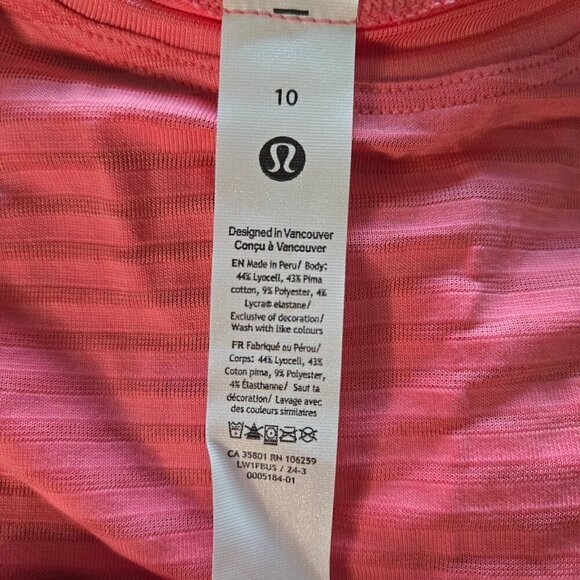 NWT Lululemon Brunswick Muscle Tank *Sheer Stripe - 10 Shadow Stripe Sakura Pink - Picture 6 of 7